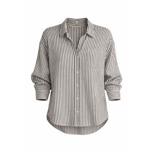 Zara Oversized Sheer Striped Button Down Shirt Womens XS Gray White Lightweight